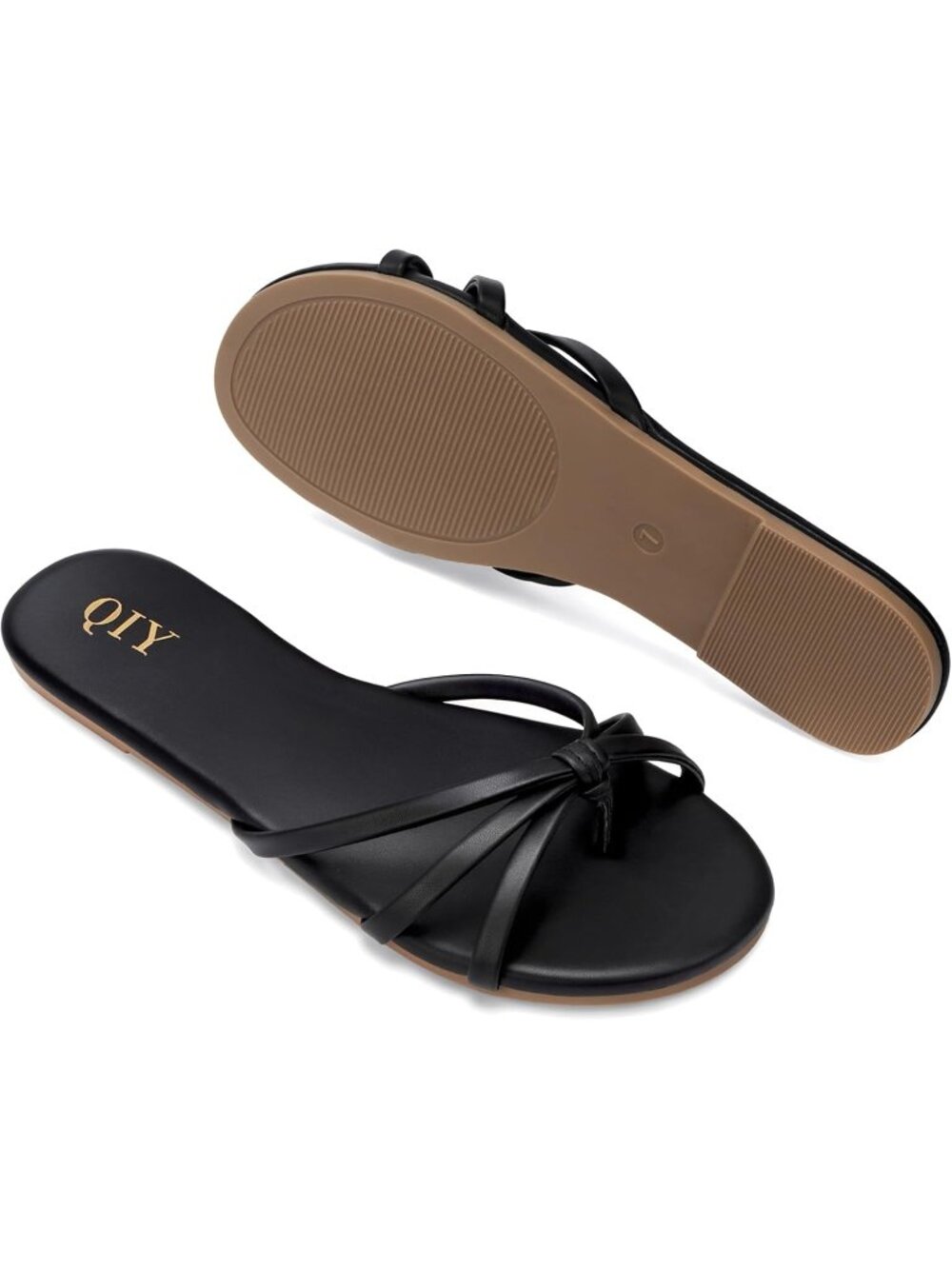Women's Black Comfortable Casual Flip Flops Knot Design Slip on Slide Thong Flat - Picture 4 of 7
